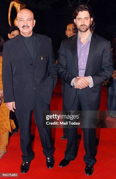 Rakesh and Hrithik Roshan at the Mirchi Music Awards in Mumbai on February 10, 2010.