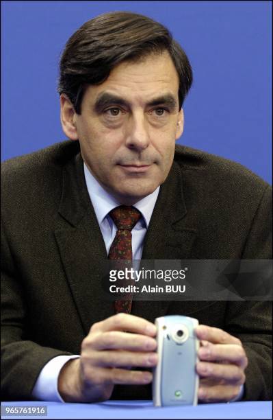 French Minister of Social Affairs, Labor and Solidarity Francois Fillon attends special ceremony to celebrate the 100.000th "contrat-jeune" at Anne...