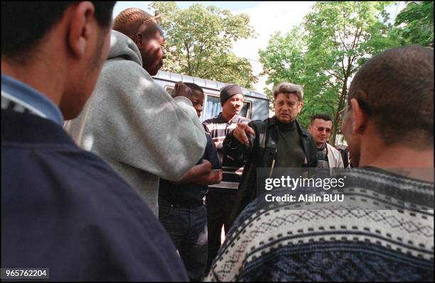 Democratie Liberale" presidential candidate Alain Madelin visiting Paris Suburds.