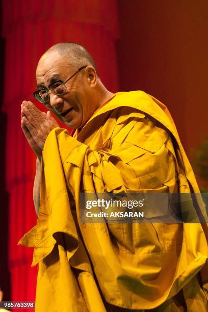 The 14th Dalai Lama In Zenith concert hall of Toulouse, southern France, for three days of Buddhist teachings for 7000 people on August 15, 2011 in...
