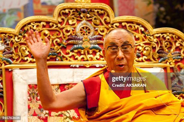 The 14th Dalai Lama In Zenith concert hall of Toulouse, southern France, for three days of Buddhist teachings for 7000 people on August 15, 2011 in...