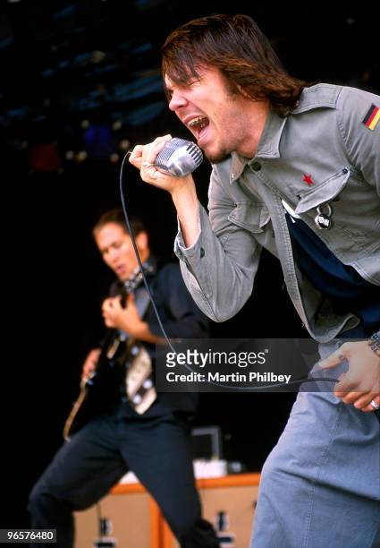 Kurt Goedhart and Clint Boge of The Butterfly Effect perform on stage at Falls Festival in December 2002 in Melbourne, Australia.