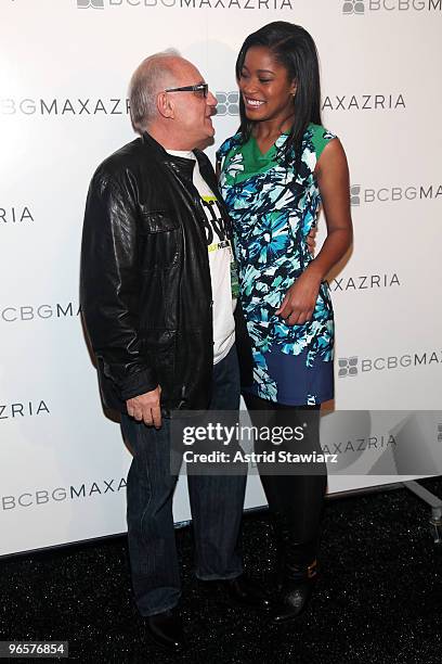 Designer Max Azria and Actress Keke Palmer poses backstage at the BCBGMaxAzria Fall 2010 Fashion Show during Mercedes-Benz Fashion Week at The Tent...