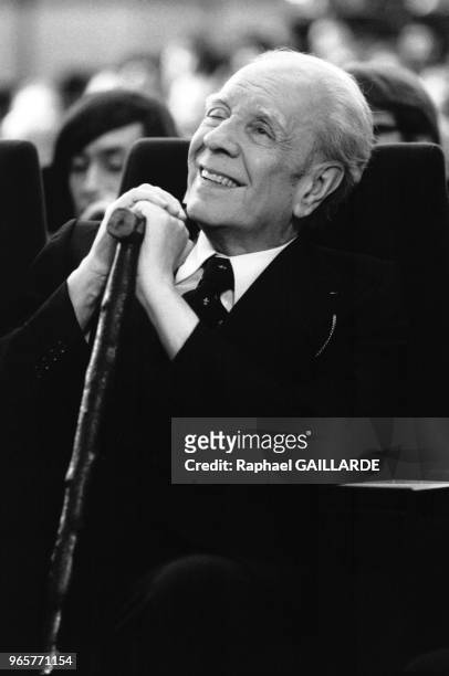 Jorge Luis Borges, écrivain Argentin le 17 janvier 1983 à Paris, France.