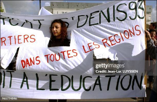 Education workers of the Seine St Denis department demonstrate against the French government's pension reform along with metal workers and...