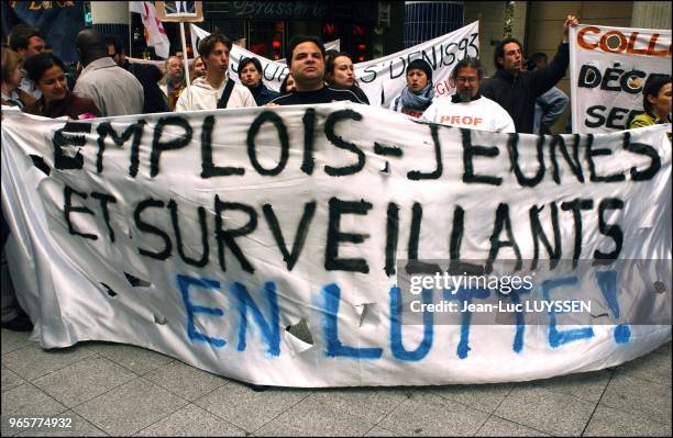 Education workers of the Seine St Denis department demonstrate against the French government's pension reform along with metal workers and...