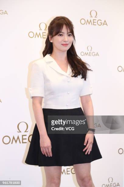 South Korean actress Song Hye-kyo attends the opening ceremony of Omega store on June 1, 2018 in Hong Kong, China.