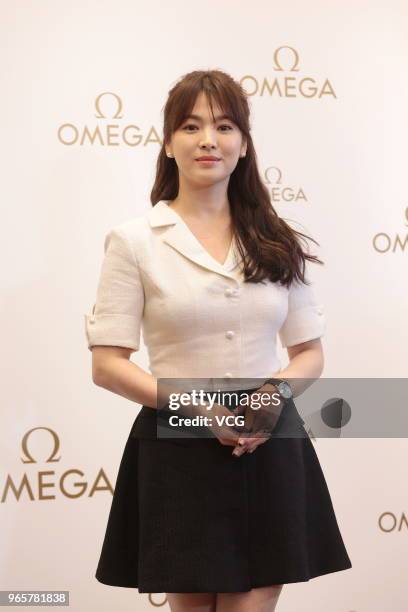 South Korean actress Song Hye-kyo attends the opening ceremony of Omega store on June 1, 2018 in Hong Kong, China.