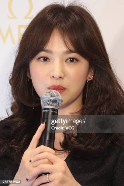 South Korean actress Song Hye-kyo attends Omega celebration party on June 1, 2018 in Hong Kong, China.