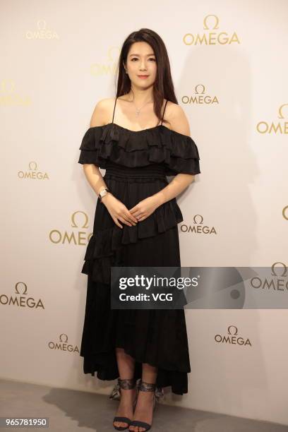 Actress Christine Kuo attends Omega celebration party on June 1, 2018 in Hong Kong, China.