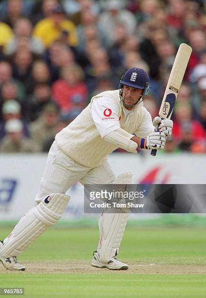 Graham Thorpe of England in action during the NPower sponsored Second Test match against Pakistan played at Old Trafford, in Manchester, England. \...