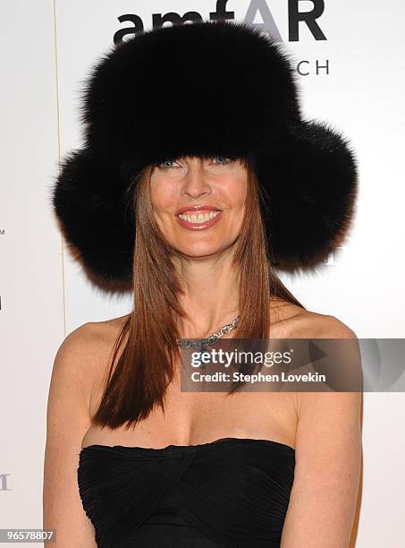 Actress/model Carol Alt attends the amfAR New York Gala co-sponsored by M.A.C Cosmetics at Cipriani 42nd Street on February 10, 2010 in New York, New...