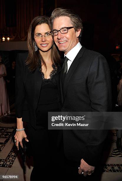 Desiree Gruber and Kyle MacLachlan attends amfAR New York Gala Co-Sponsored by M.A.C Cosmetics at Cipriani 42nd Street on February 10, 2010 in New...