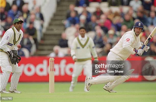 Graham Thorpe of England in actio during the NPower sponsored Second Test match against Pakistan played at Old Trafford, in Manchester, England. \...