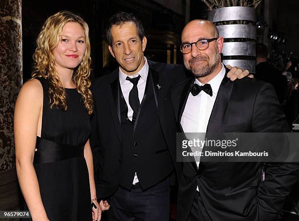 Julia Stiles, Kenneth Cole and Stanley Tucci attend the amfAR New York Gala co-sponsored by M.A.C Cosmetics at Cipriani 42nd Street on February 10,...
