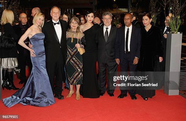 Jury members Rene Zellweger, Werner Herzog, Cornelia Froboess, Yu Nan, Jose Maria Morales, Nuruddin Farah and Francesca Comencini attend the 'Tuan...