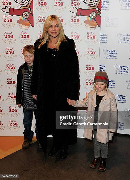 Samantha Janus and children attends the 250th Birthday Party of Hamleys at Hamleys on February 11, 2010 in London, England.