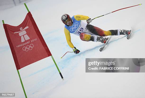 Germany's Stephan Keppler takes a curve during the first official training for the Men's Olympic downhill at Whistler Creek side Alpine skiing venue...