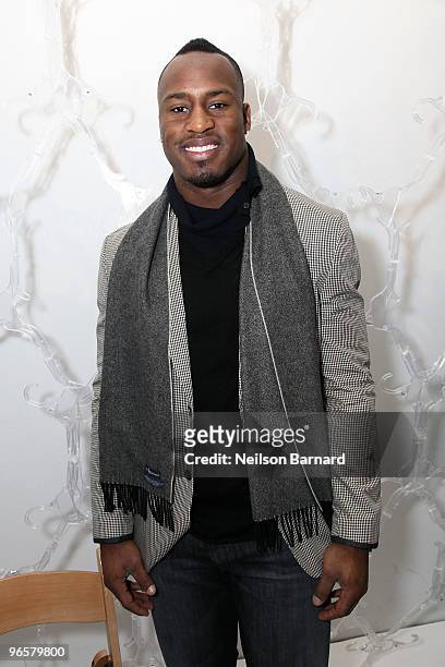 Player Vernon Davis attends ORGANIC Autumn/Winter 2010 Presentation during Mercedes-Benz Fashion Week at 348 West 36th Street on February 11, 2010 in...