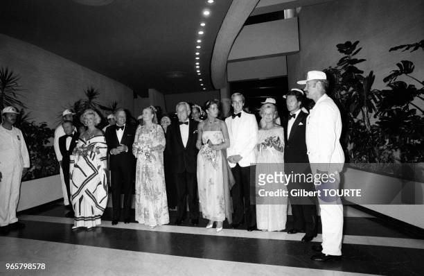 Family of Monaco arriving with guest Frank Sinatra at the Red Cross ball.