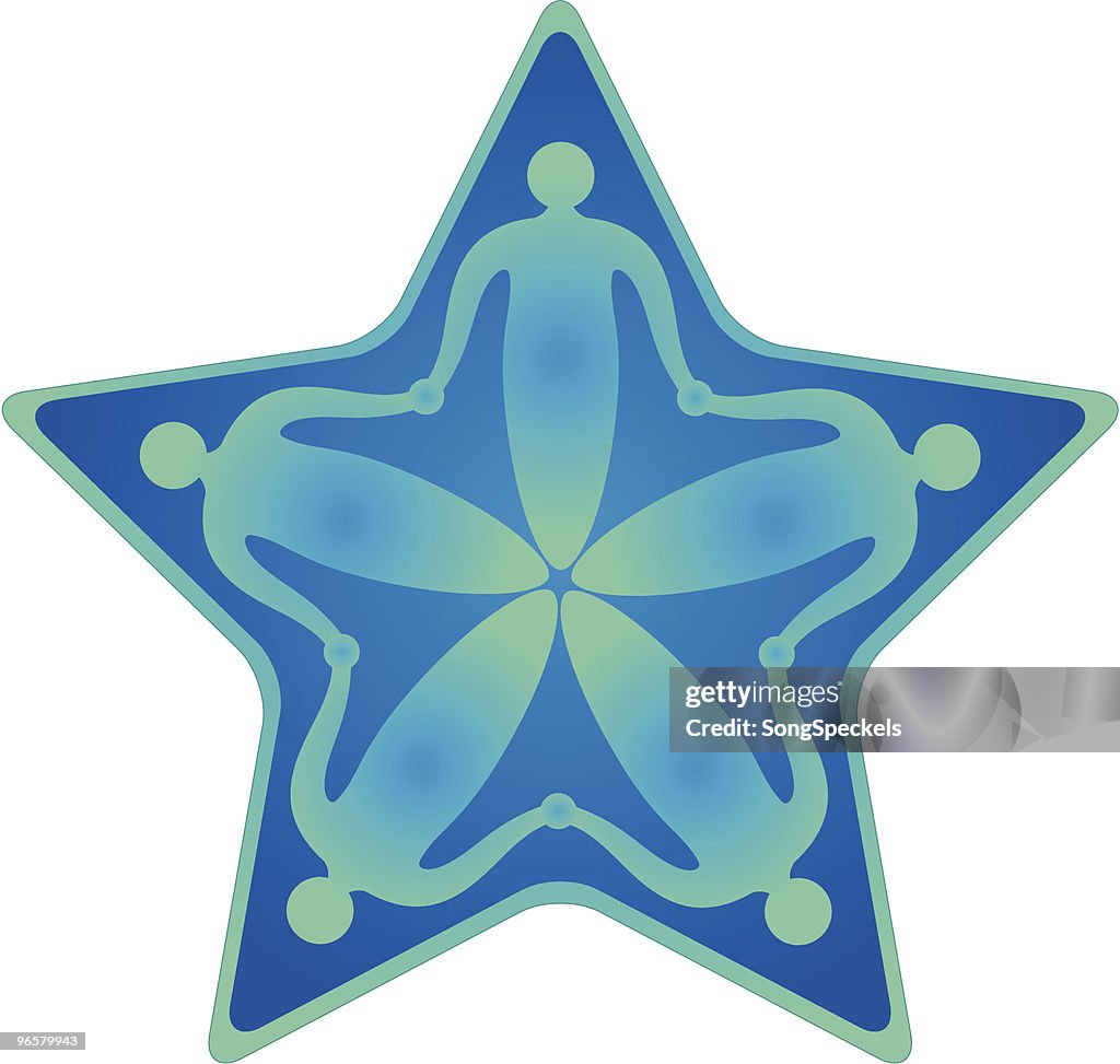 Five Linked People in Star Shape icon