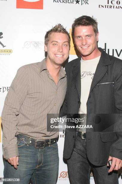 Lance Bass and Reichen Lehnkuhl at the VIP VMA after party hosted by Wyclef Jean at Duvet in NY, New York. Eye contact Steve Azzara.