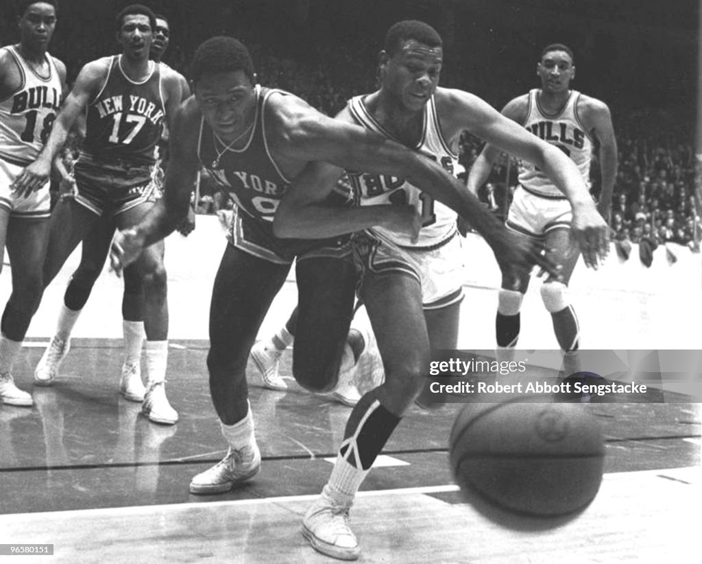 Willis Reed And Clem Haskins Go For A Loose Ball