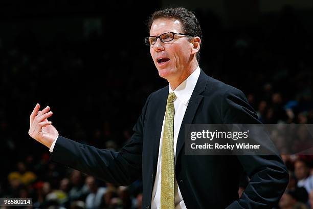 Head Coach Kiki Vandeweghe of the New Jersey Nets reacts from the sidelines during the game against the Golden State Warriors on January 22, 2010 at...