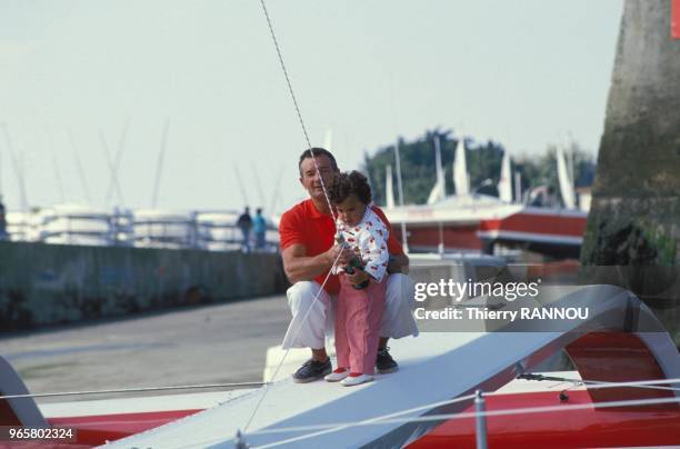 French skipper Eric Tabarly and his daughter Marie aboard the "Cote d'or II".