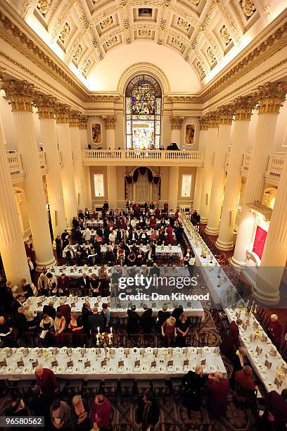 Guests arrive in the drawing room ahead of the annual Archbishops and Bishops Dinner at Mansion House on February 11, 2010 in London, England. The...