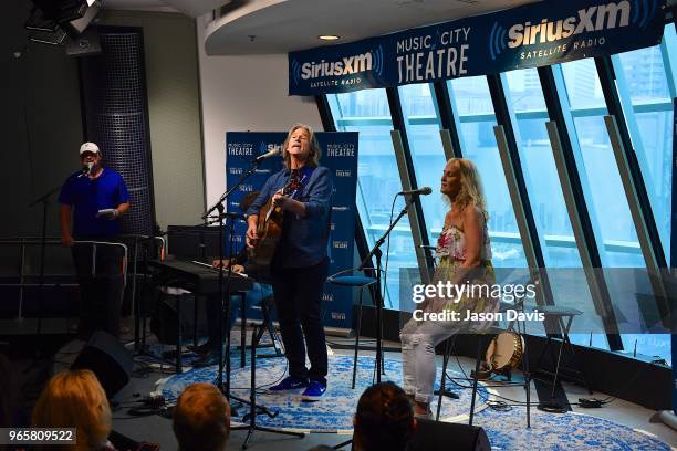 SiriusXM Host Storme Warren introduces Recording Artist Billy Dean Musician Maria Wells as they perform for SiriusXM's Prime Country VIP guests in...