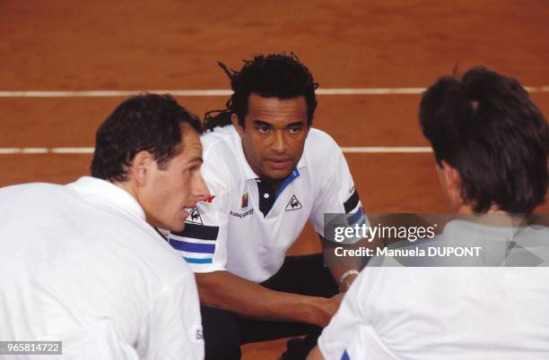 Yannick Noah and team of double: Henri Leconte and Guy Forget.