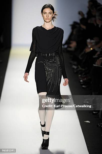 Model walks down the runway during the BCBGMAXAZRIA autumn winter 2010 Ready to Wear show, part of the Mercedes-Benz Fashion Week at Bryant Park on...
