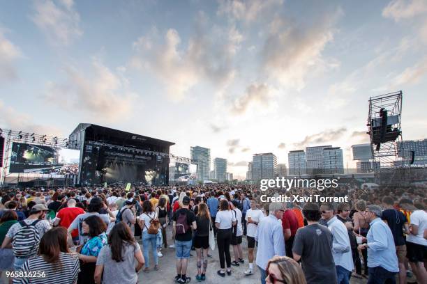 View of the crowd during day 3 of the Primavera Sound Festival on June 1, 2018 in Barcelona, Spain.