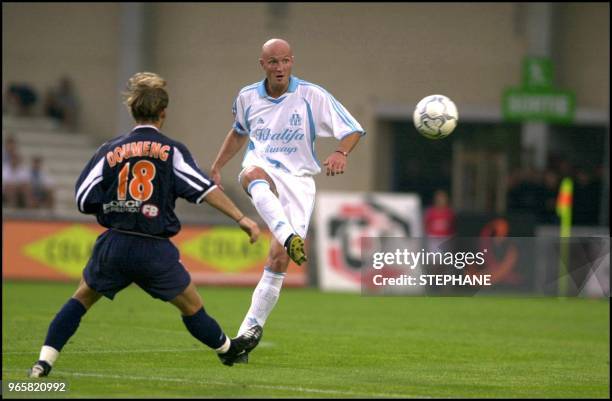 Franck Leboeuf plays first game, with Marseilles after transfer from Chelsea. Here with Ibrahim Bakayoko.