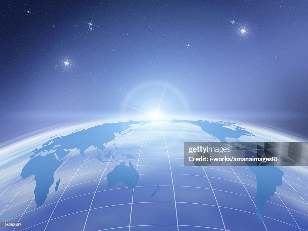 World map in space