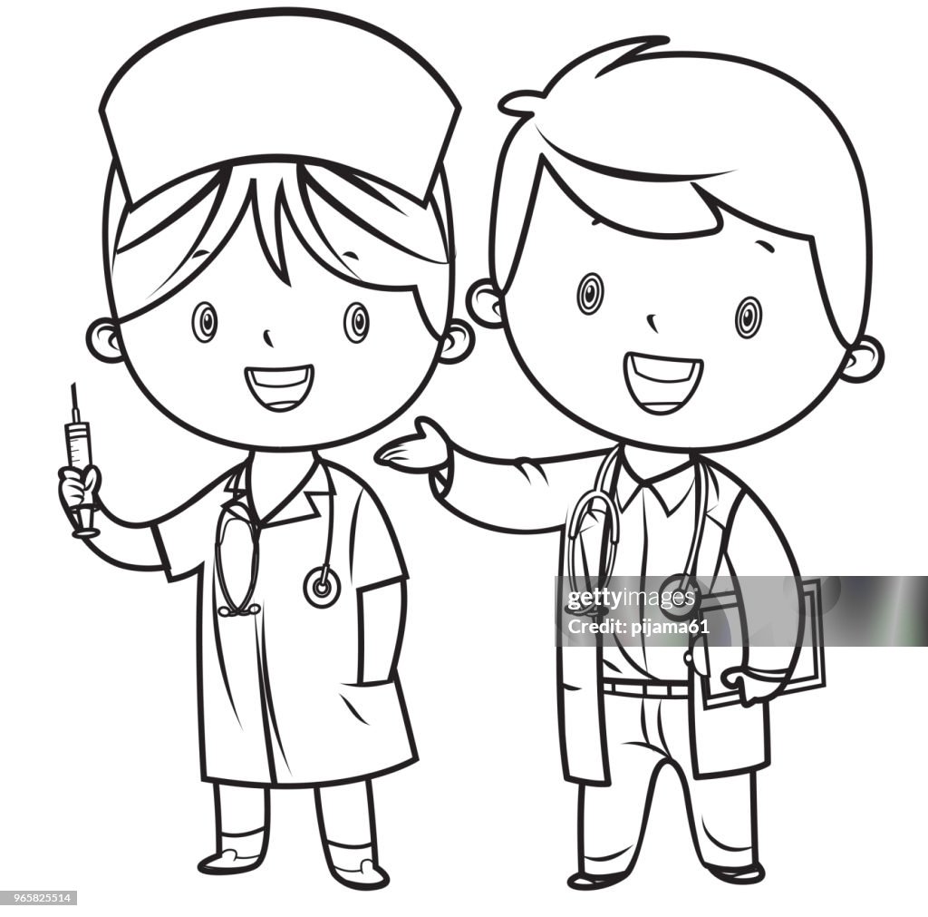 Coloring Book, Little doctor and nurse