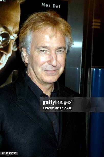 Alan Rickman arrives to "Something The Lord Made," held at Paris Theatre.