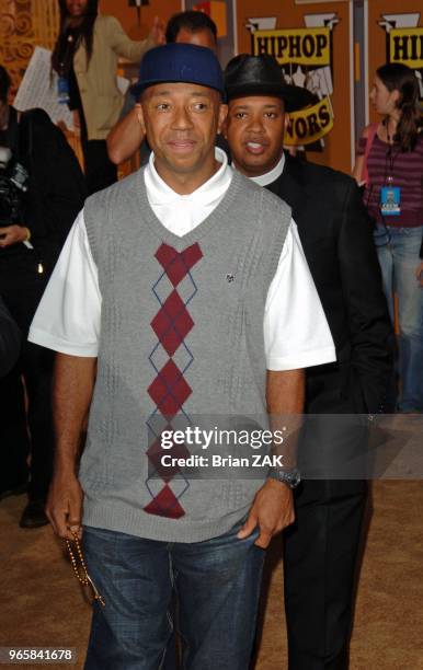 Russell Simmons and Reverend Run arrive to the 2005 VH1 Hip Hop Honors held at the Hammerstein Ballroom, New York City BRIAN ZAK.