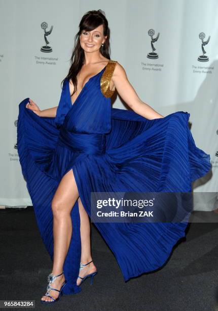 Gabriela Spanic poses for a photo in the press room at the 33rd International Emmy Awards Gala, New York City BRIAN ZAK.