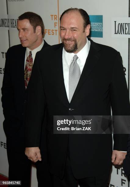 John Travolta and James Gandolfini arrive to the Premiere of "Lonely Hearts" as part of the 5th Annual Tribeca Film Festival held at TPAC, New York...