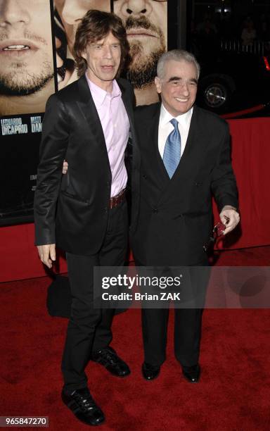 Mick Jagger and Martin Scorsese arrive to the New York Premiere of "The Departed" held at the Ziegfeld Theater, New York City BRIAN ZAK.
