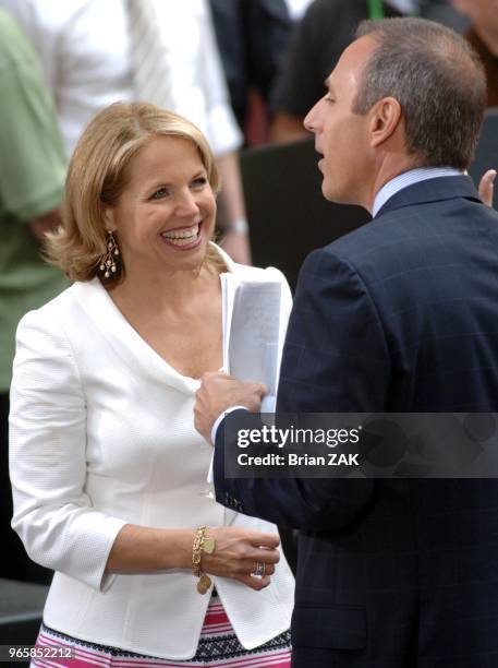 Katie Couric makes her final appearance on the NBC "Today" Show during a family and friends farewell program held in Rockefeller Plaza, New York...