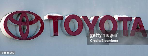 Toyota sign sits on display outside the Toyota Universe dealership in Little Falls, New Jersey, U.S., on Thursday, Feb. 2010. Toyota Motor Corp.,...