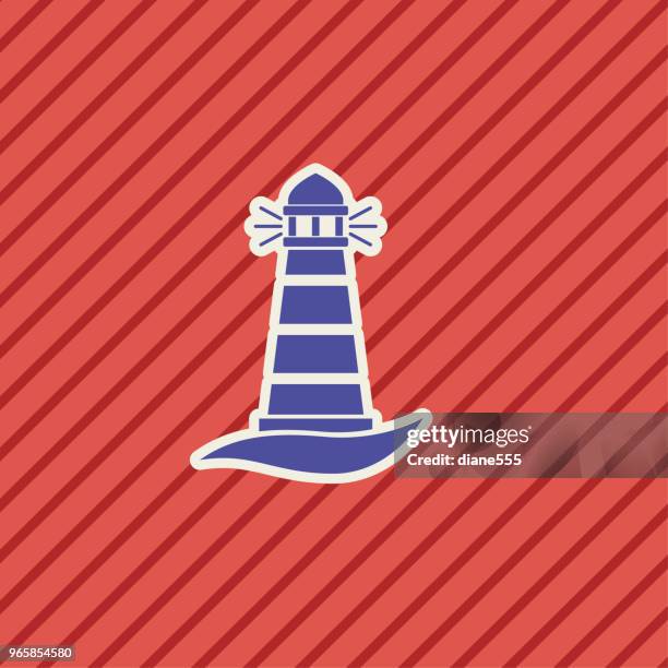 cute nautical lighthouse icon - red lighthouse stock illustrations