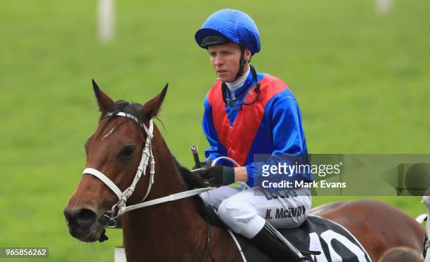 Kerrin McEvoy on Dagny returns to scale after winning race 5 during Sydney Racing at Rosehill Gardens on June 2, 2018 in Sydney, Australia.