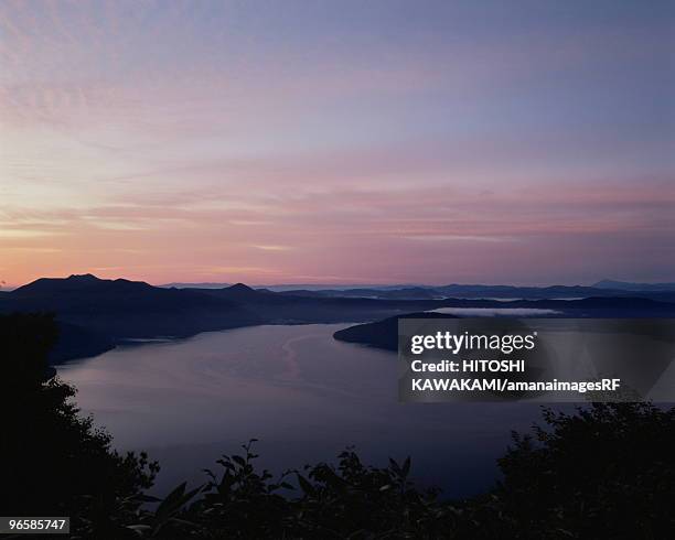 lake towada in the morning, towada city, aomori prefecture, japan - aomori city stock pictures, royalty-free photos & images