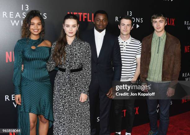 Alisha Boe, Katherine Langford, Derek Luke, Dylan Minnette and Miles Heizer attend #NETFLIXFYSEE Event For "13 Reasons Why" Season 2 at Netflix FYSEE...