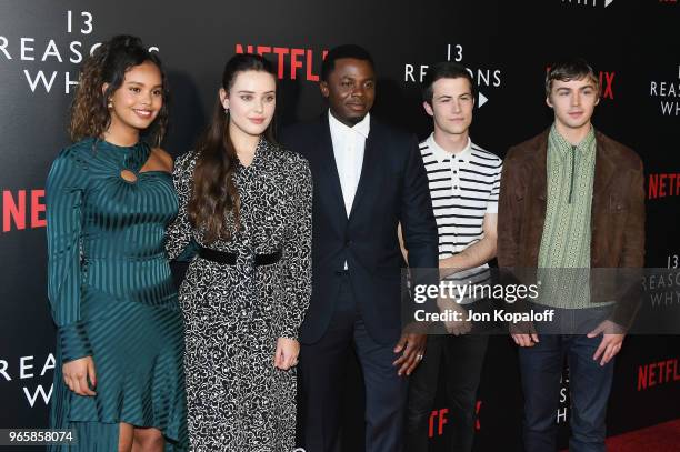 Alisha Boe, Katherine Langford, Derek Luke, Dylan Minnette and Miles Heizer attend #NETFLIXFYSEE Event For "13 Reasons Why" Season 2 at Netflix FYSEE...