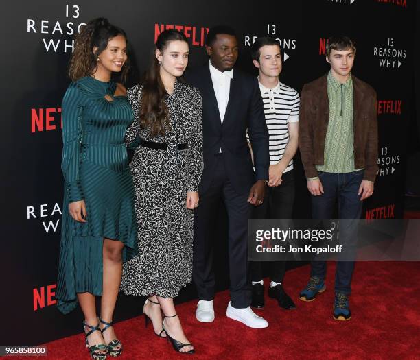 Alisha Boe, Katherine Langford, Derek Luke, Dylan Minnette and Miles Heizer attend #NETFLIXFYSEE Event For "13 Reasons Why" Season 2 at Netflix FYSEE...